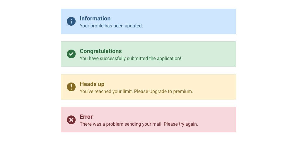 Alert messages templates for XD