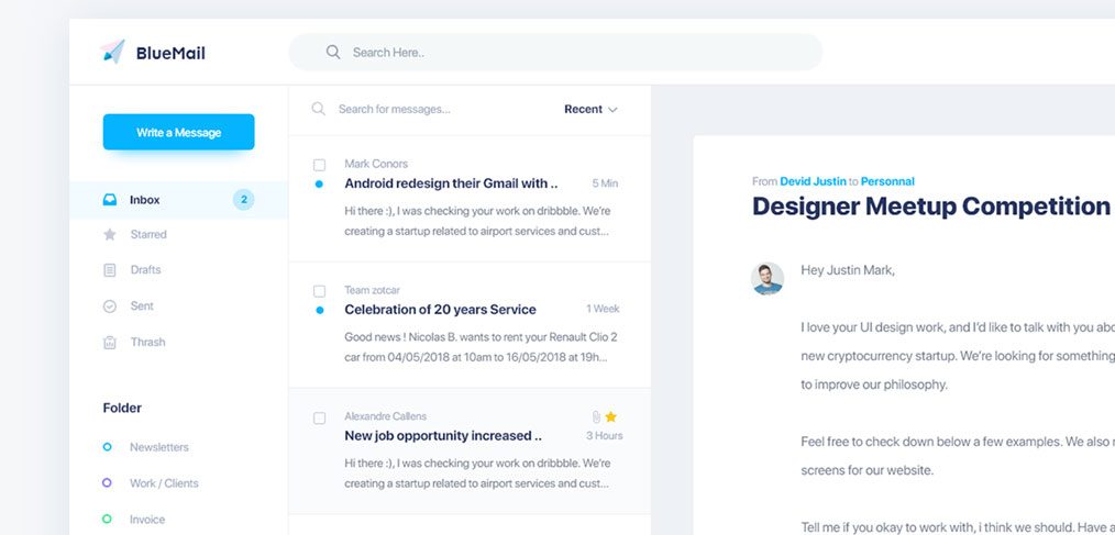 Bluemail XD email template