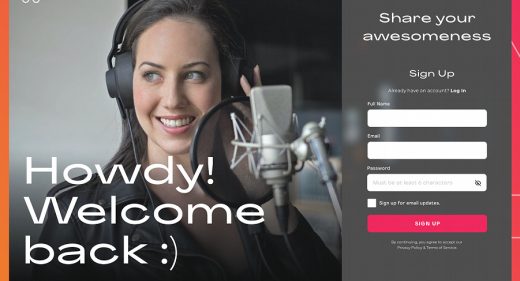 XD Free signup screen template